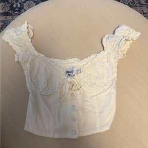 Princess Polly Cream Smocked Blouse